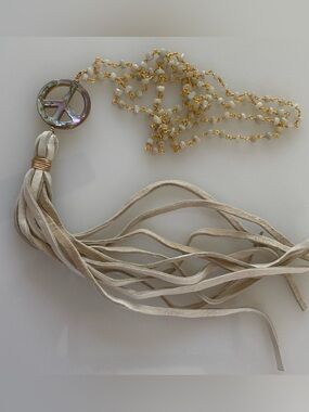 Gemstone & Abalone Peace Tassel Necklace
